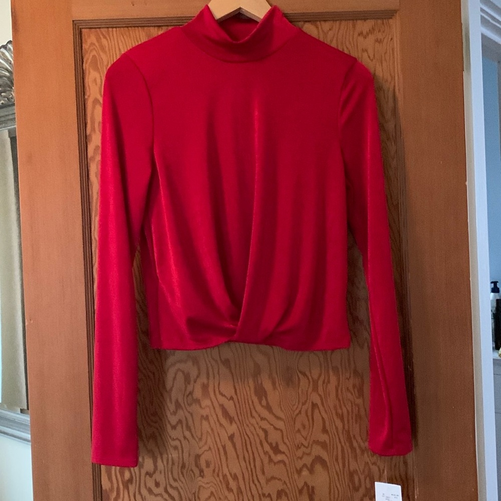 Candy apple red cute long sleeve top by MOA MOA, Size Large but more like S-M